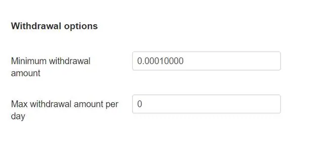 JoomSlot Withdrawal options: Minimum withdrawal amount 0.00010000 and Max withdrawal amount per day 0